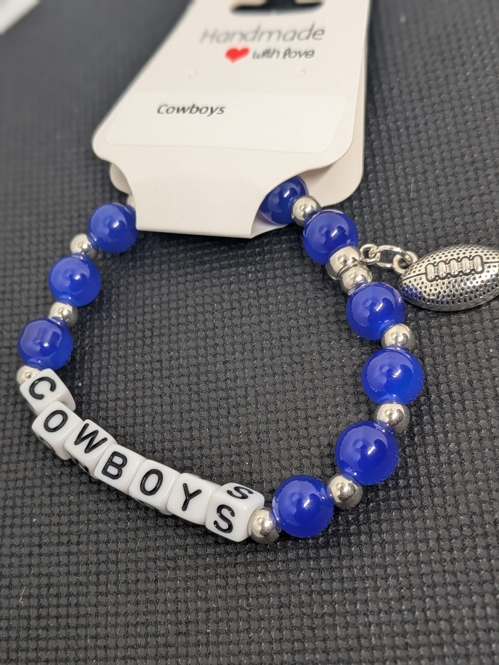 Handmade Blue 'Cowboys' Beaded Kids Bracelet